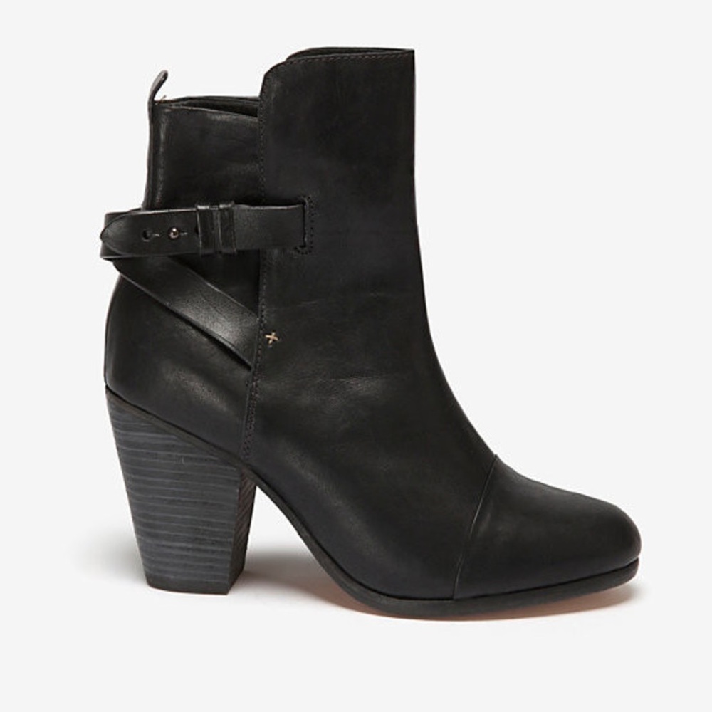 RAG & BONE | Kinsey Boots Black Leather Moto Booties - 37.5